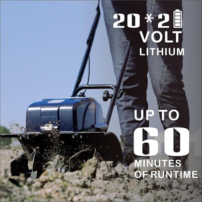 40V Cordless Tiller Cultivator,16 Huge SteelTines Garden Tiller,8.6 inch Wide BatteryPowered Garden Cultivator,(2 4AH Battery andCharger Included)