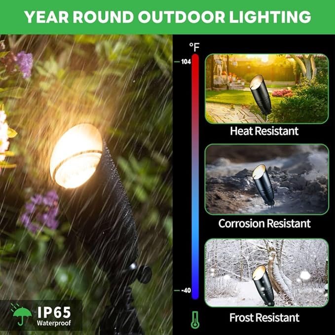 Black Landscape Lighting, LED Low Voltage Spotlights, Outdoor Waterproof Aluminum Uplights for Fence Lawn Plant Decoration Without MR16 Bulb 12 Pack
