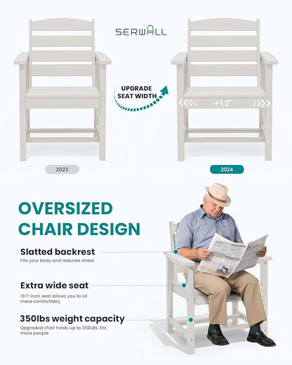 SERWALL Patio Dining Chair Set of 2, White