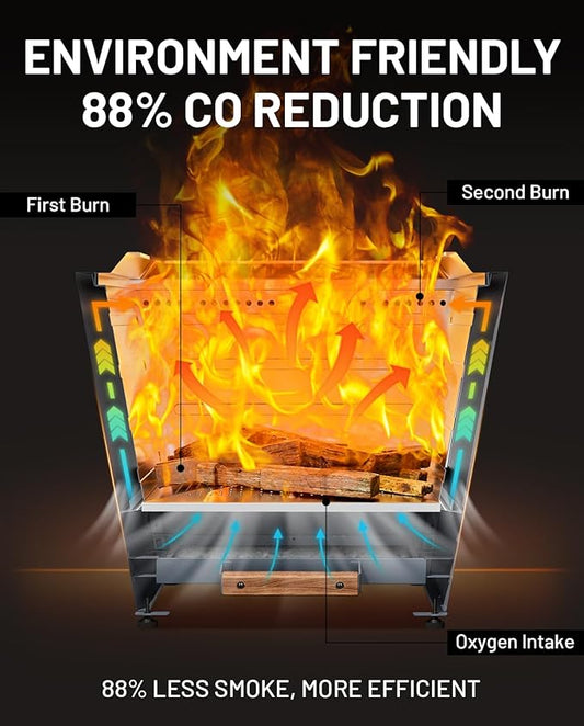 LEGACY HEATING Smokeless Fire Pit, Portable Outdoor Firepits 25 inch, Carry Handle for Backyard Patio Camping Bonfire, Stainless Steel, Ideal for 6-12 People, 46.74 lbs, Blue, Cyberpit One Pro