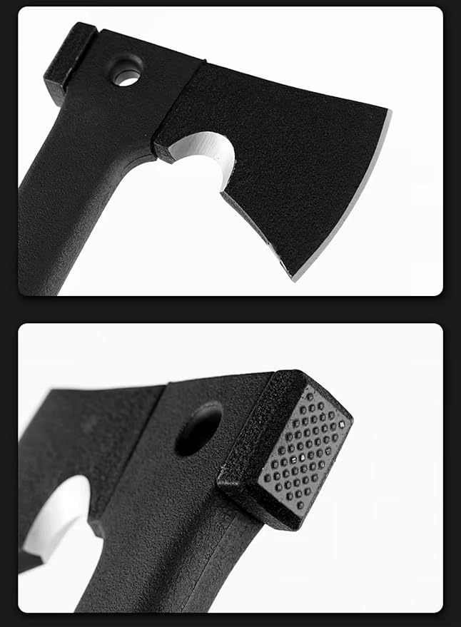 Camping Axe, Survival Hatchet, 4 in 1 Full Tang Tactical Axe with Durable Steel Head & Non-Slip Grip Handle for Camping, Survival, Landscaping