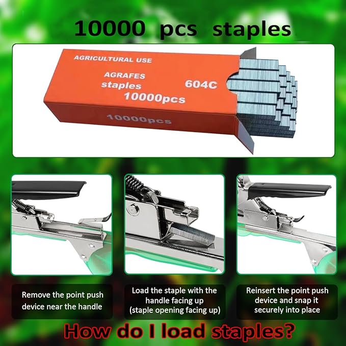 20Rolls of 100 Feet tie Tape and 1 Box of Staple (10000 PCS Staples) for Plant Tying Machine,Plant Tape for Climbing Plants, Grapes, Raspberries, Tomatoes and Vining Vegetables Flowers-Blue