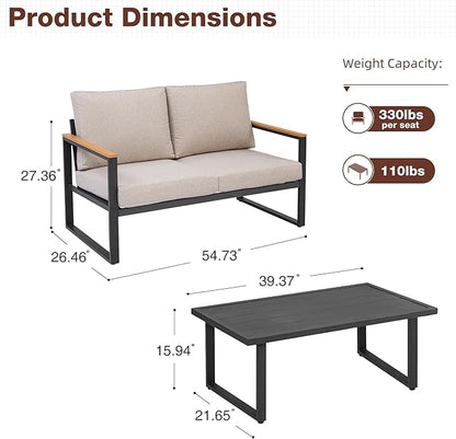 Outdoor Chairs Set of 2, Outdoor Furniture Set, Outdoor Conversation Chair Sets for Balcony Backyard Park Garden, Light Grey