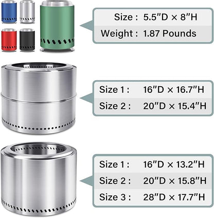 HGD 8.0 x 5.5 Inch Smokeless Firepit, Stainless Steel Fire Pits, Smokeless Fire Pit for Outside with Carry Bag for Camping Backyard Patio Garden Picnic Green