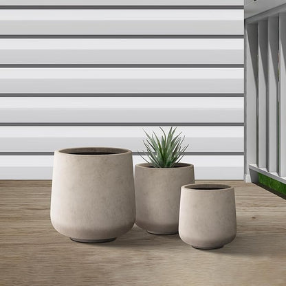 Kante 15.3"+11.6"+8.2" Dia Round Concrete Planter, Large Outdoor Indoor Planter Pots Containers with Drainage Holes and Rubber Plug for Home Garden Patio, Buff Concrete