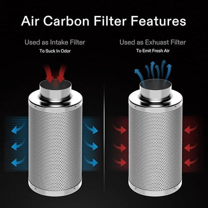 VIVOSUN Ventilation Kit 4 Inch 190 CFM Inline Duct Fan with 4"x 12" Carbon Filter Odor Control System with Australia Virgin Charcoal for Grow Tent Ventilation