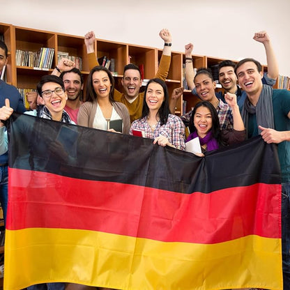 Germany German Flag 3x5 ft Outdoor, Double Sided 3 Ply Heavy Duty National Flag for DE, 100% Quality Polyester German Banner with Brass Grommets 4 Rows Stitches