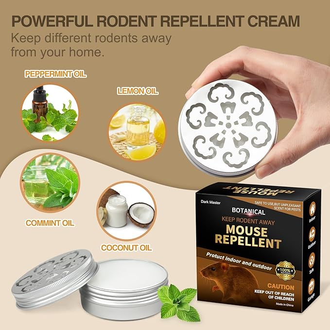 6 Pack Mouse Repellent with Peppermint Oil - Natural Rodent Deterrent for 24/7 Protection in House, Car, Garage & Attic,Human & Pet Safe