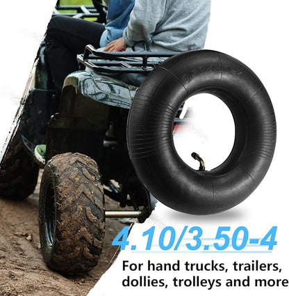 (2 PACK) 4.10/3.50-4 Inner Tube with TR-87 Bent Valve Stem,Replacement for Hand Trucks, Dolly, Lawn Mowers, Wheelbarrows, Generators, Utility Carts