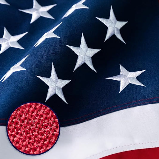 American Flag 6X10 ft Deluxe Super Tough Series, Heavy Duty Spun Polyester, 3 Brass Grommets, All Weather Large US Flag USA High Wind with Embroidered Stars, Oversized Flags Outdoor Outside