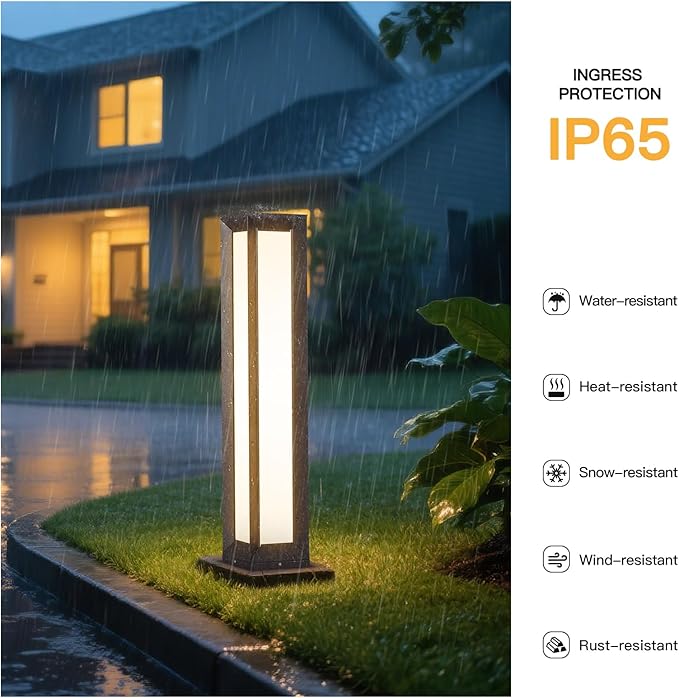 Outdoor Pathway Lights, 31.5" Landscape Path Light Wired, High Voltage Modern Bollard Lighting Fixture, Waterproof Driveway Floor Lamp Patio Lawn Walkway LED Lantern for Yard Backyard Pool Garden
