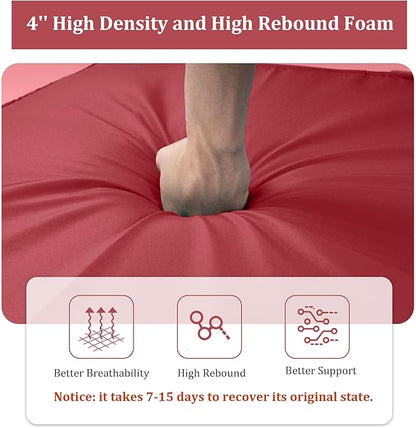 Chaise Lounge Cushions Outdoor Furniture 80 x 26 Inch Patio Lounge Chair Cushions 4'' Thick Waterproof Outdoor Chaise Cushion Weather Resistant Pool Lounger Cushion(Burgundy)