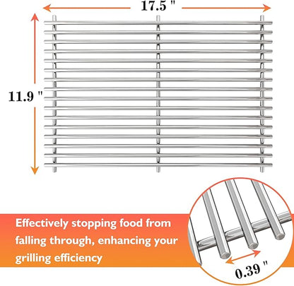 17.5" Grill Grates for Weber Spirit 300, Spirit 700, Genesis Silver/Gold/Platinum B/C, Genesis 1000-3500 (Part #7638) 304 Stainless Steel 2-Pack
