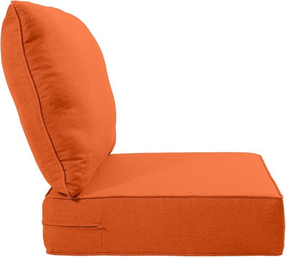 Luxury 24x24x6 Inch Outdoor Chair Cushions Set of 4 - Heavy Duty Water-Resistant Comfortable Cushion for Patio Furniture Set Dining Gliding Rocking Chairs Loveseat L-Shape Sofa - Orange