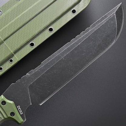 GTK32 Fixed Blade Knife DC53 Steel Blade Full Tang Nylon Fiberglass Handle Heavy Duty Knifes for Field Hunting Camping Adventure(Green)