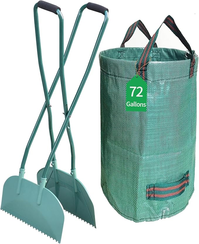Leaf Grabber Leaf Rake Picker Upper Scoops with Long Handle Garden Rake for Yard Work Yard Tools for Lawn Cleaning