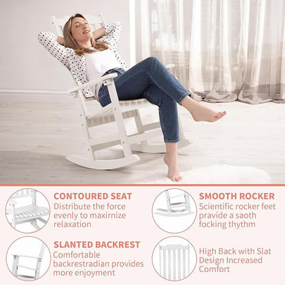 Outdoor Rocking Chairs Set of 2, Oversized All Weather High Back Porch Rocker, Patio Rockers for Outside