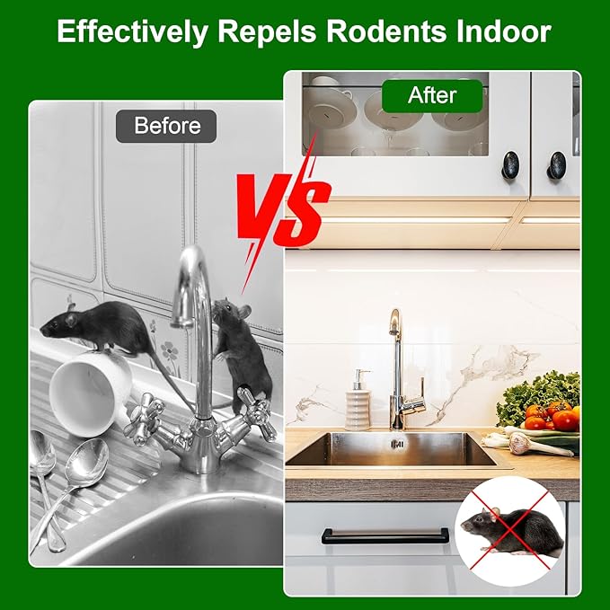 Mouse and Squirrel Repellent Pouches, 10 Packs Rat Repellent for Mice, Squirrels, Voles, Rodent Control for Indoor/Outdoor, Pet Safe Mouse Deterrent for House, Garden, Car, RV, Garage, Basement