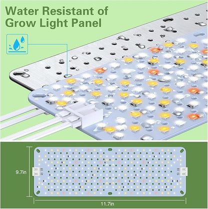 24W Ultra-Thin Panel Full Spectrum Grow Lights, 384 LEDs Plant Grow Light for Indoor Plants with Daisy Chain Function, Grow Lights for Seed Starting with 4/8/12H Auto On/Off Timer (2pcs)