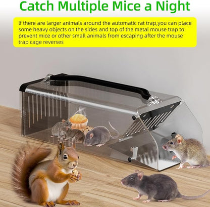 2025 Humane Mouse Trap Indoor Animal Humane Live Cage Trap,Sensitive Pedal Trigger,Extended Transparent Humanes Rat Trap Outdoor,Easy to Catch&Release Live Animal Trap for Rodent,Mole,Vole,Mice,Shrew