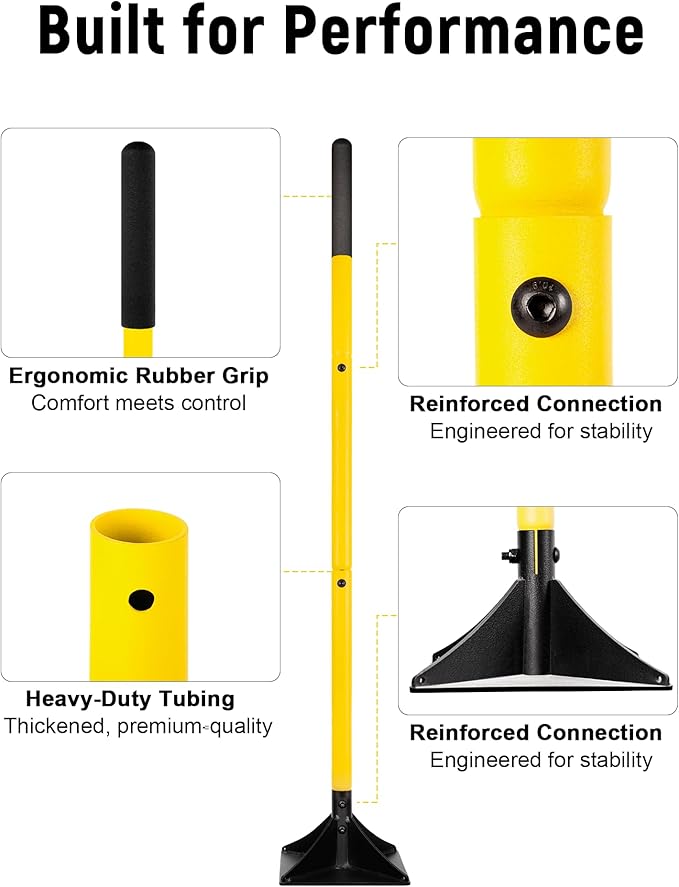 8"x8" Steel Tamper with 48" Handle, Heavy Duty Hand Compactor Tool for Leveling Soil, Gravel, Sand, Asphalt, Ground, Paver, Driveway, Garden, Yard, and Blacktop Repair