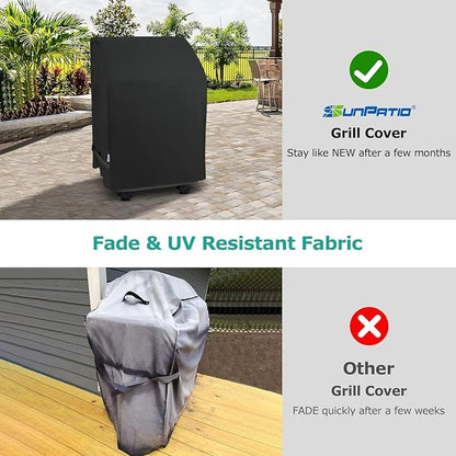 SunPatio 2 Burner Gas Grill Cover 32 inch, Heavy Duty Waterproof Small BBQ Grilling Cover, Compatible for Weber Char-Broil Nexgrill and More Grills with Collapsed Side Tables, All Weather Protection