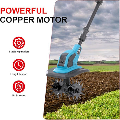 Cordless Tiller Cultivator Compatible with Makita 18V Battery(Not Included),Folding Electric Rototiller,Garden Tiller for Garden Lawn