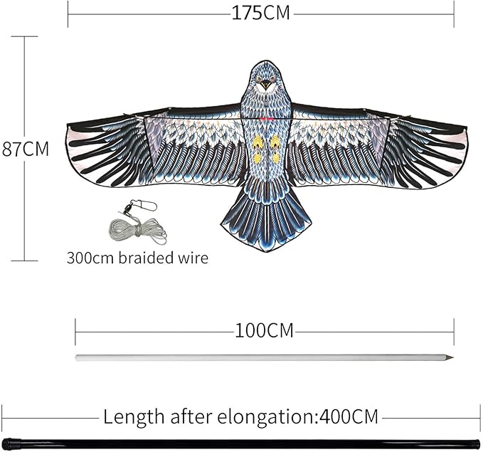 eyijklzo Bird Scarer Flying Kite Crops Farm Flying Bird Hawk Flying Kite