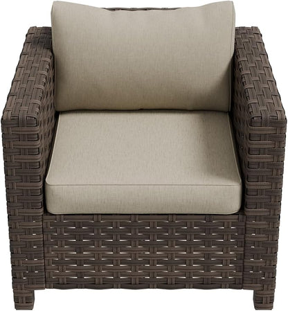 COOS BAY Lanai Chic Outdoor Chair, Deep Seating Patio Chair, Modern Outdoor Armchair, 1 Piece, Brown/Beige