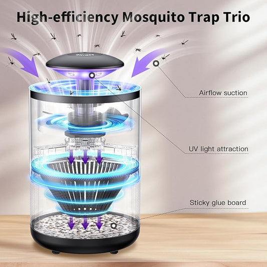 Bug Trap Indoor Outdoor Mosquito Fruit Fly Little Insect Trap UV Light Fan Trap Portable for Home Kitchen Bedroom Outdoor Garden Yard Camping (Acrylic, 1)