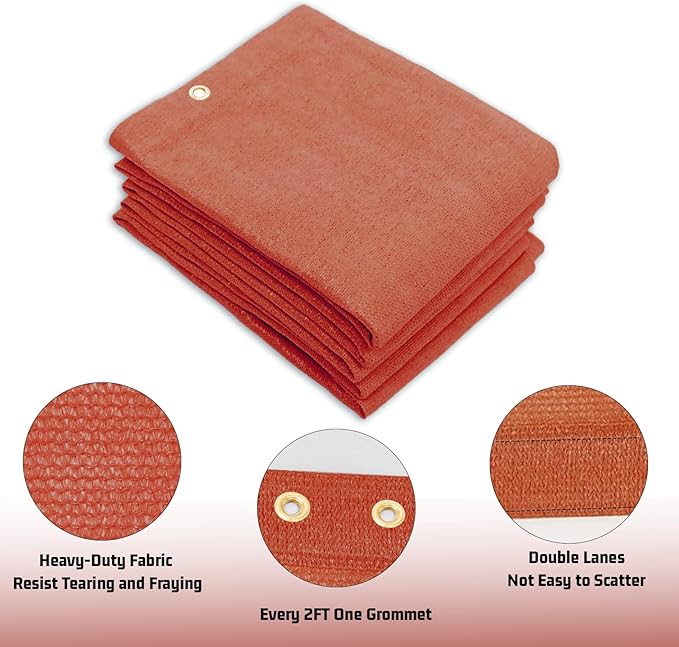 SUNNY GUARD Shade Cloth Custom Size 6x23 FT Sun Shade Screen Fabric Shade Cover Tarp with Grommets for Pergola Backyard Garden, Terra(We Customized)