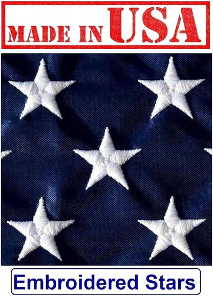US Flag Factory - 2.5x4 FT US American Flag (Embroidered Stars, Sewn Stripes) Outdoor SolarMax Nylon Flag - Made in America - Premium Quality (2.5x4 FT)