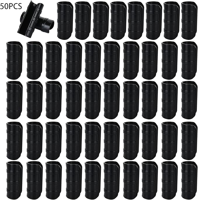 50 PCS 1 inch Greenhouse Clamps Clips 26mm Black ABS Snap Clamp Tube Clip Garden Buildings Tube Clip for Greenhouse Film, Sunshade Nets, Frame Shelters (Outer Ø 1.26”inner Ø 1”)