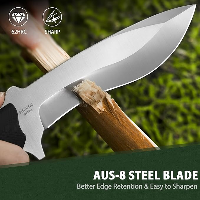 NedFoss Kukri Survival Knife with Sheath, 6" Full Tang Fixed Blade Hunting Knife with G10 Handle for Outdoor, Camping and Survival, Camping Gifts for Men