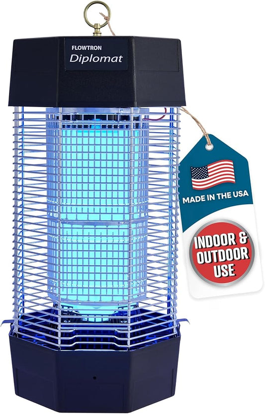 Flowtron Indoor/Outdoor Fly Control, 2000 sq.ft Indoor & 2 Acre Outdoor Insect Control with Dual Lure Method, 120W UV Light & Fly Sex Lure/Octenol for Flies and Mosquitoes, UL Certified