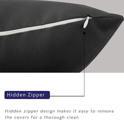 idee-home Outdoor Pillows with Inserts Included, Patio Outside Square Pillows Waterproof Set of 2, 18 x 18 inch Black