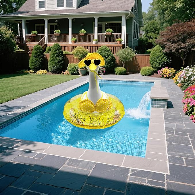Hawaiian Goose Clothes & Bikini Goose Clothes (4pec) - Fits Large 23" H Statue - Outdoor Garden Statues for Yard, Lawn, Patio & Party Decoration - Garden Sculptures