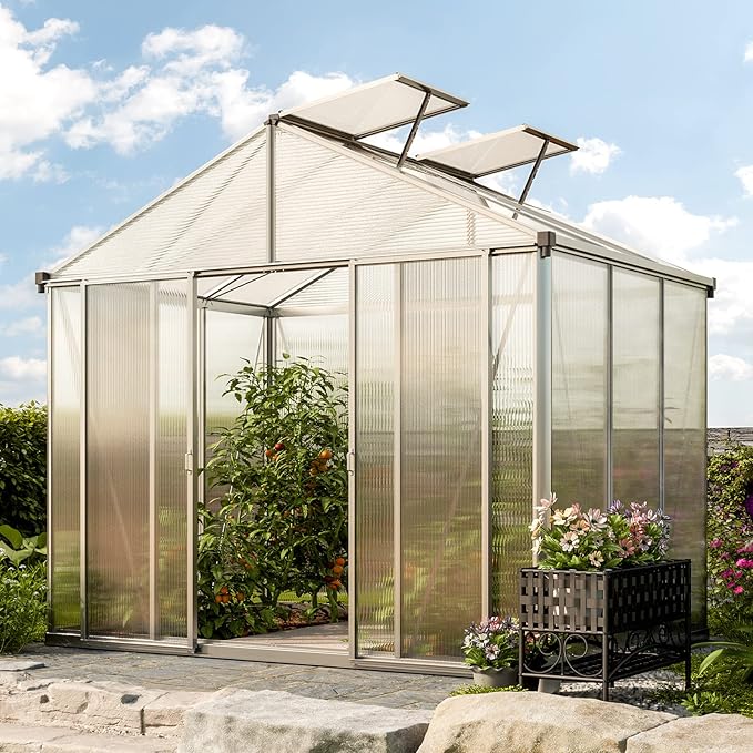 Greenhouse Rubin 3 Aluminum Frame 8.6 x 6.4 ft with Approx. 10 mm Polycarbonate Panels