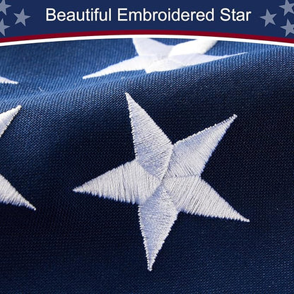 American Flag 6x10 ft Heavy Duty TearProof Series, All Weather High Wind US Flag, Premium Spun Polyester with Embroidered Stars, Sewn Stripes, Brass Grommets for Outdoor Use