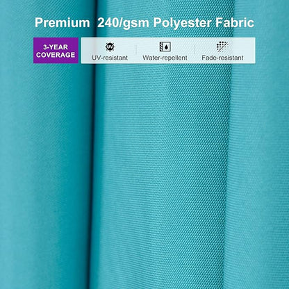 PURPLE LEAF 9' × 11.5' Patio Cantilever Umbrella with Base Outdoor Rectangle Adjustable Offset Umbrellas with 360-degree Rotation and 8 Heavy Duty Metal Ribs for Garden Deck Pool Turquoise Blue