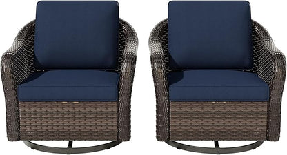 Vista Vibe Outdoor Patio 360 Degree Swivel Glider Rocker Chairs Set of 2, Washable Cushions, All-Weather & Steel Frame & Deep Seat Chairs, Balcony, Yard (Navy)