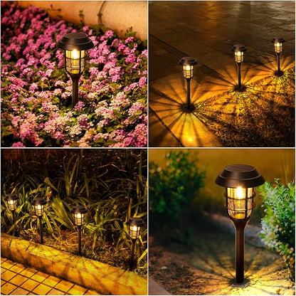 LETMY Solar Pathway Lights Outdoor, 8 Pack Bright Solar Lights Outdoor, IP66 Waterproof Auto On/Off Solar Garden Lights Solar Powered Landscape Lighting for Yard Patio Walkway Driveway Pathway - Black