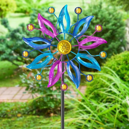 Wind Spinner Outdoor, Metal Windmill Garden Decorations, Kinetic Wind Spinners Colorful Wind Sculpture Yard Art for Garden Patio Lawn Decor (1PC Single Turn B)