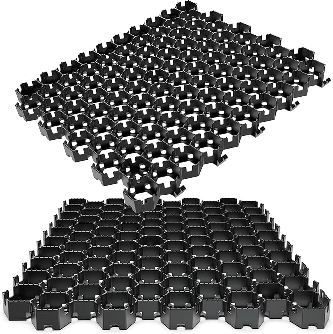 Standartpark Vodaland Permeable Pavers - HexPave Grass & Gravel Permeable Paver System - 100% Recycled PPE Plastic Pavers, Handles 27,000 lbs, 1" Depth, 1450 s.f / 488 Units