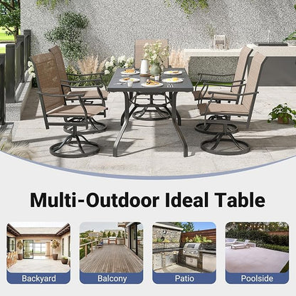 Soohow Outdoor Dining Table 60"x35", Rectangle Patio Dining Table with 1.57" Umbrella Hole, Outdoor Metal Furniture for Patio, Graden, Backyard and Poolside, Weather-Resistant