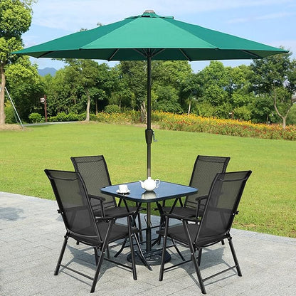 S AFSTAR Patio Chairs Set of 4, Outdoor Folding Dining Chairs with Armrests, Foldable Porch Chairs for Lawn Deck Backyard, Folding Chairs for Adults (Black)