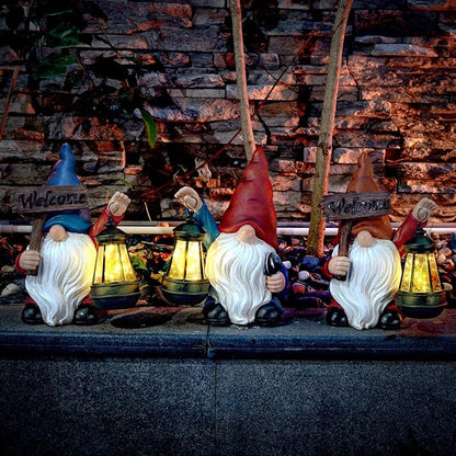 Garden Gnomes Statues Outdoor Decor with Shovel Solar Gnome with Lantern LED Lights,Terrace Xmas Courtyard Lawn Patio Porch Decoration Birthday Christmas Housewarming Gift for Mom Women