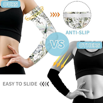 Buwuta Garden Sleeves for Women Dragonfly Sun Protection Sleeves Anti-Scratch Arm Cooling Sleeves for Farmers Sports