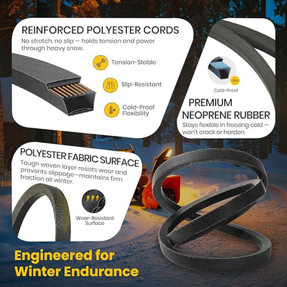 2-Pack 585416MA, 585416 Neoprene Rubber Snow Blower Belt for Murray, Compatible with MTD 754-0275, 954-0275, 954-0282 Drive Belt, 1/2" x 38.37"