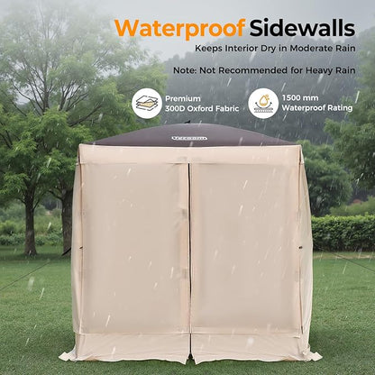 Tecoom 4 Side Pop Up Gazebo Tent, 6x6ft Waterproof Instant Screen with Mosquito Netting, Removable Wind Cloths, Portable Outdoor Canopy for Sun Shelter for Camping, Garden and Picnics